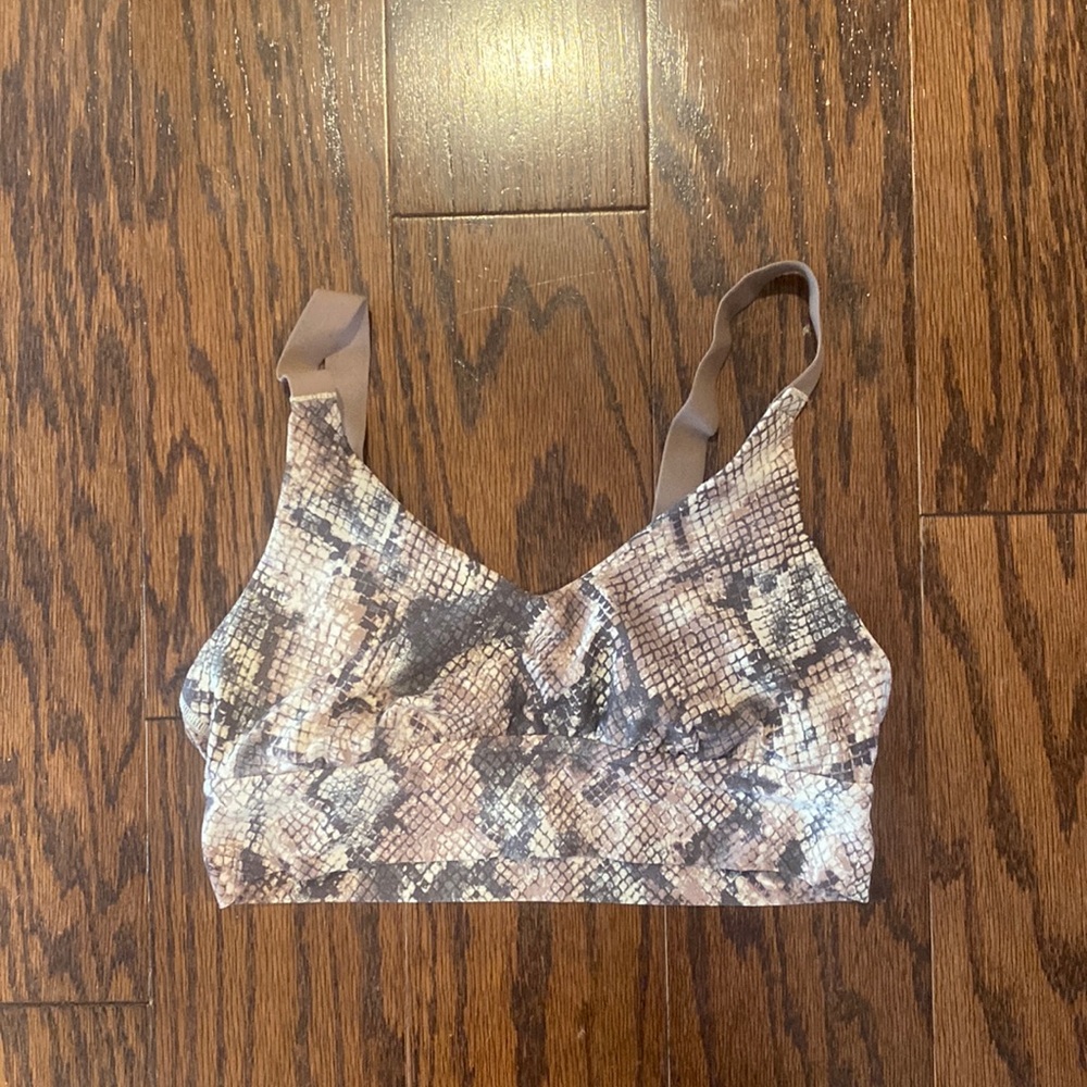 Brown snake, print, sports bra